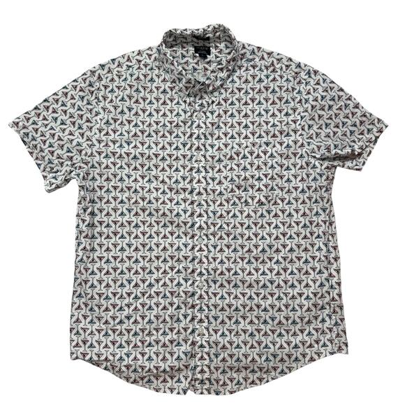 J.CREW Martini Print Flex Washed Slim Button Up Shirt Size Large Mens Drinks - Picture 1 of 7